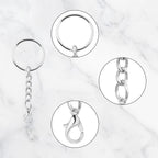 30pcs 25 mm Silver Split Keyrings with Chain Metal Keychain Rings Parts with Jump Rings Lanyard Snap Hook Lobster Claw Clasps for DIY Keychains Art Crafts Jewelry Making