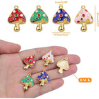 16 Pieces Colorful Enamel 3D Mushroom Dangle Charms Cute Stereoscopic Mushroom Shape Pendant Hanging Ornaments for DIY Bracelet Necklace Keychains Jewelry Making