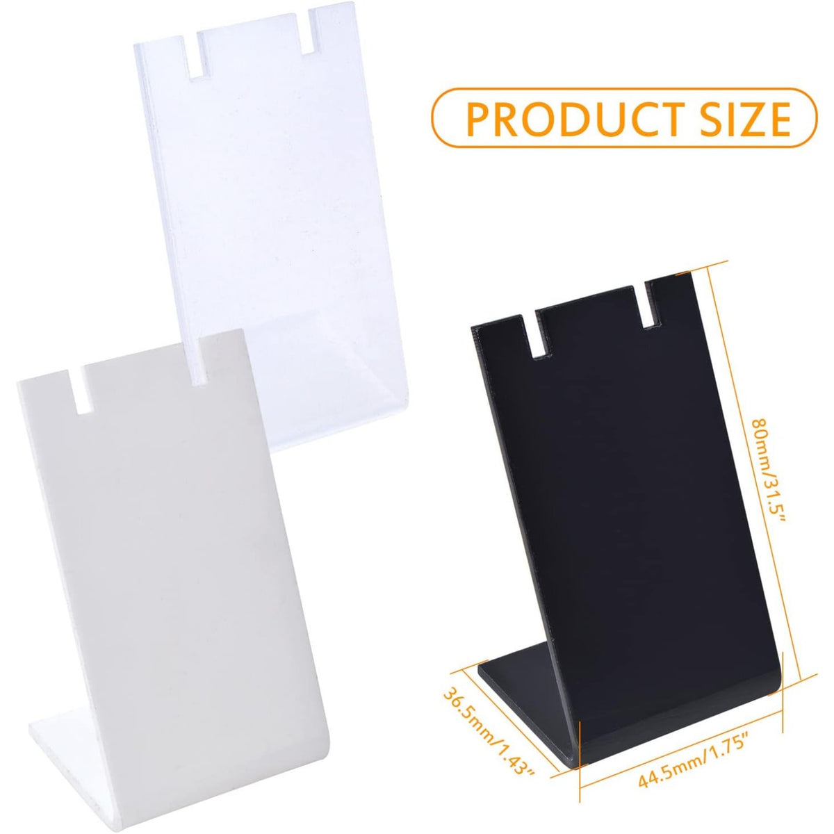 6pcs Acrylic Earring Holders Single Pair L-Shape Jewelry Displays Stand Necklace Ear Stud Earring Organizers for Jewelry Dangling Slant Back Display Props Show Retail, 3 Colors