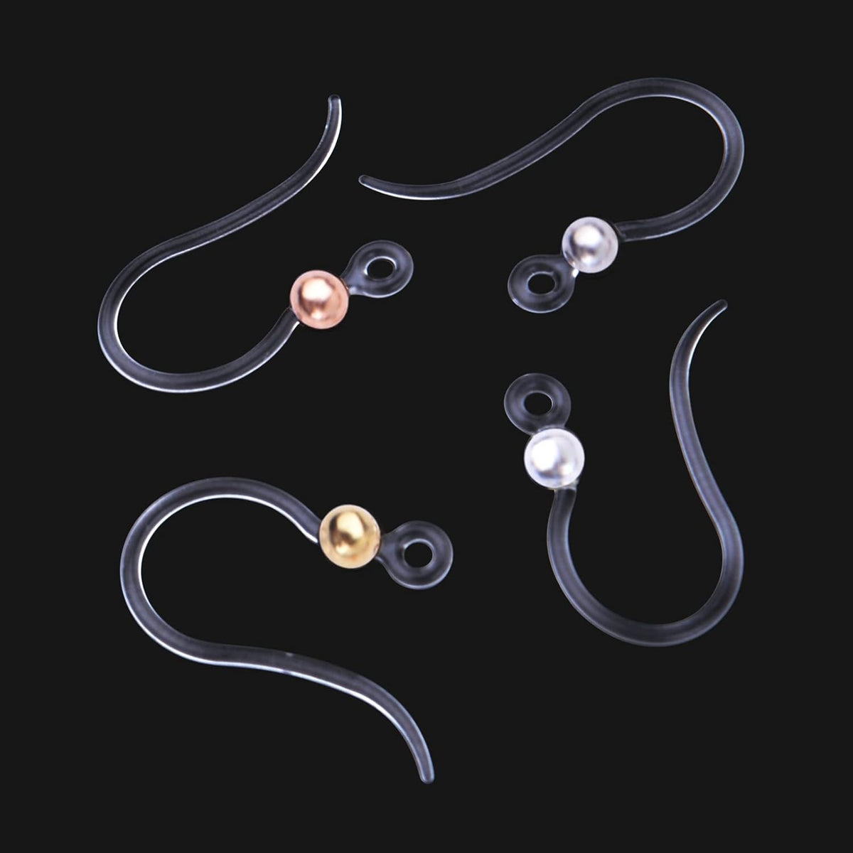 40pcs Plastic Earring Hooks Ear Wire Ball Dots Safety Non-Allergenic Ear Wires Hooks Earring Findings for DIY Jewelry Making, 4 Colors