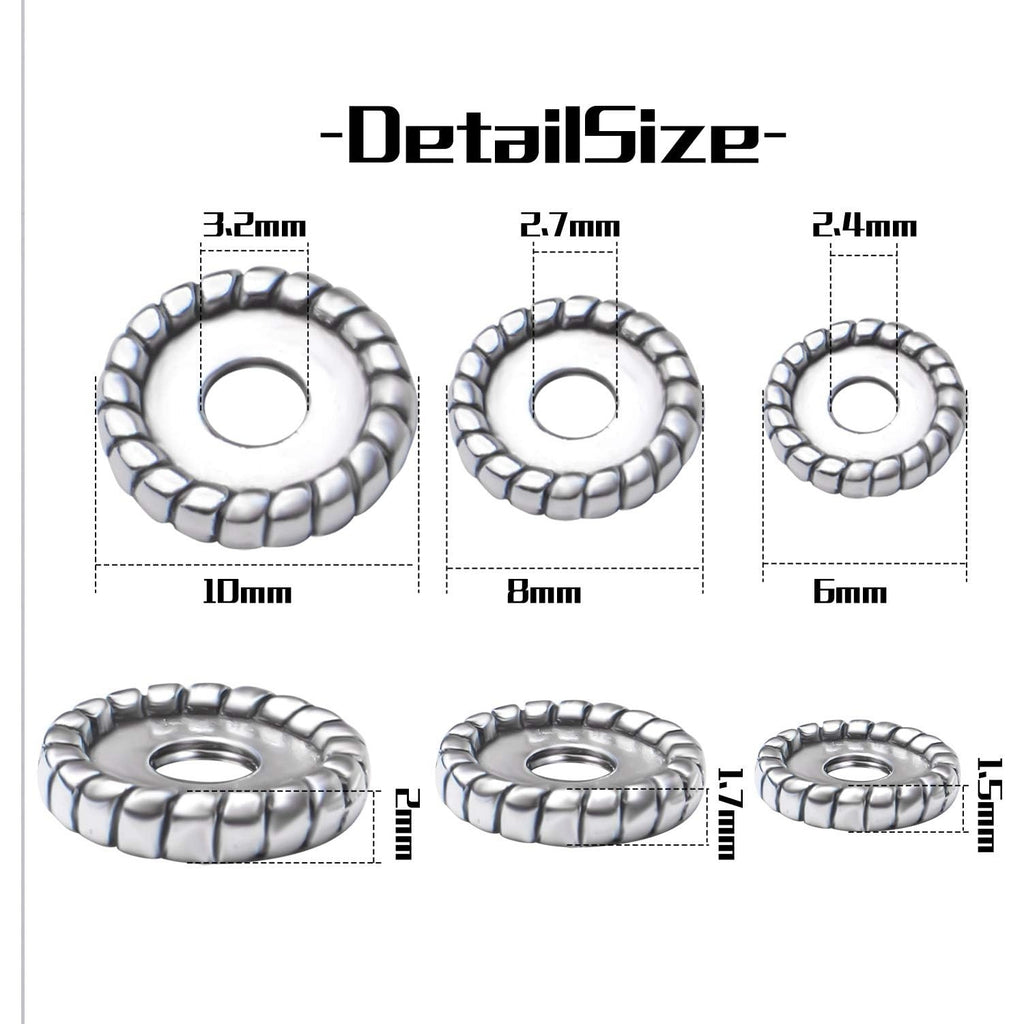 200pcs Tibetan Antique Silver Alloy Spacer Bead Spacer Beads Charms Round Spacers Beads Jewelry Spacers with A Box for DIY Jewelry Crafts Making,Gear Shape
