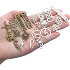 Craft Supplies Charms, 100g (about 78pcs) Mixed Words Message Star Moon Feather Charms Pendants Infinity Symbol Lozenge Flower Connectors Links Jewelry Making Accessories for Crafting