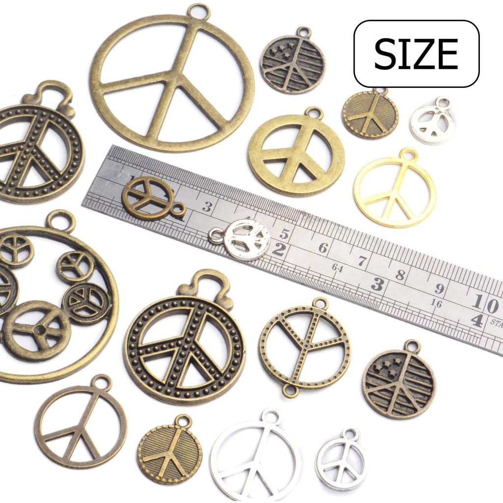 Peace Symbol Pendants,100g Vintage Alloy Peace Charms Craft Supplies for Jewelry Making Necklace Bracelet DIY