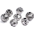 100g (About 40-60pcs) Antique Silver Spacer Beads Small Round Tibetan Loose Beads for Bracelet Necklace Jewelry Making,8-12mm