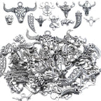 Cow Charms Bulk,100g (40-60pcs) Antique Silver Cow Pendant Vintage Alloy Cattle Charms for DIY Necklace Bracelet Keyring Craft