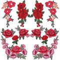12 Pieces 6 Pairs Embroidered Patches Various Rose Flower Sew on Patch for DIY Art Craft,Clothings,Jeans