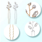 6pcs Pearl Rhinestone Hairpins Clips U-shaped Pearl Embellished Bobby Pins Headpiece Bridal Hair Accessories with a Plastic Box for Women Bride Bridesmaid Wedding Birthday, 2 Colors