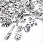 56pcs Silver Wine Bottle Charm Pendants Alloy Cup Glass Opener Grape Wine Charms Jewelry Making Accessories for DIY Necklace Bracelet Earrings Crafts, 28 Styles