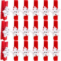 50 Pieces Snowflake Wood Clips Christmas Snowflake Wooden Clothespins Photo Frame Paper Peg Pins DIY Craft Clips for Home School Art Crafts, Red