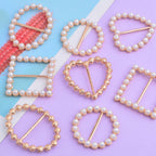 8pcs T Shirt Scarf Clip Ring Round Square Oval Heart Shape Scarf Ring Clip Buckle with Pearl for Clothing Ring Wrap Holder Parties Costume Clothes Corner(4 Styles)
