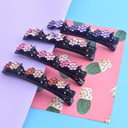 8pcs Sparkling Crystal Stone Braided Hair Clips with Triple Small Clips on Top Double Flower Rsvelte Hair Clip Barrette with Rhinestone for Women Girls Hair Sectioning Styling, 4 Colors