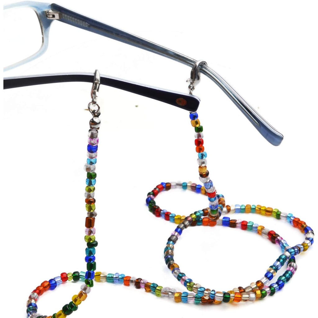 Mask Holder Chain,5pcs 74cm Beaded Glasses Chain Multicolor Face Cover Lanyards Adjustable Mask Necklace Holder with Lobster Clips for Adults Men Women Girls