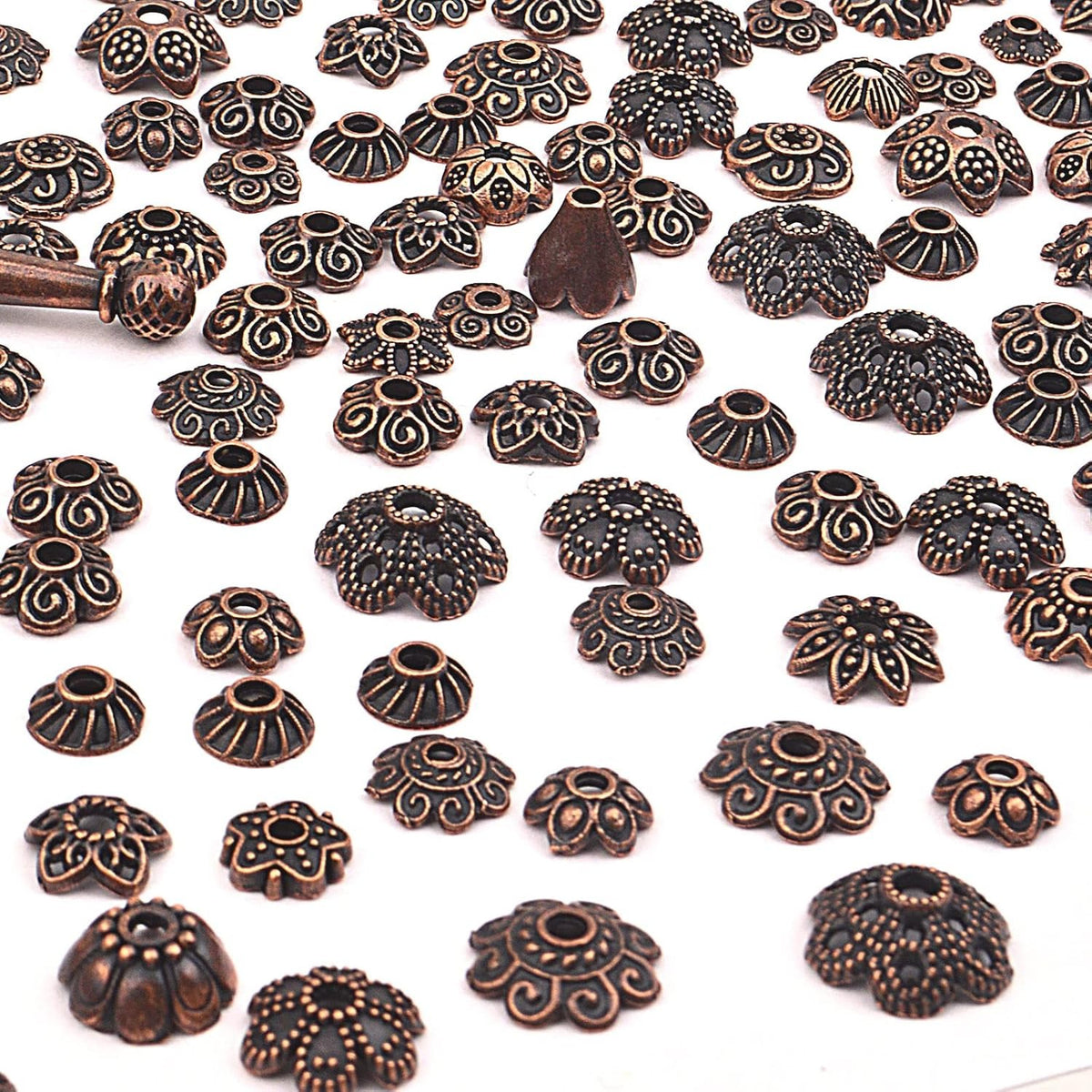 120g Bead Caps with A Clear Storage Box, Tibetan Gold Beads Spacers Jewelry Findings Accessories for Jewelry Making 300-350 Pieces
