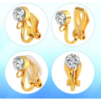 16pcs Clip-on Earring Converters Brass Triangle Earring Clips with Crystal Rhinestone Earring Findings and 16pcs Silicone Ear Pads for Non-Pierced Ears DIY Jewelry Making, 2 Colors