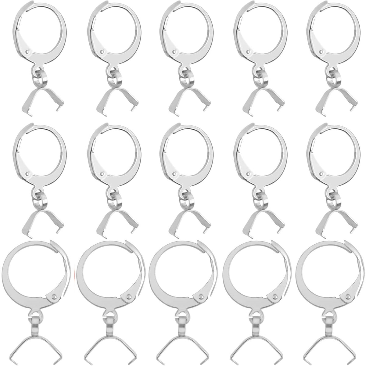 20pcs Stainless Steel Round Earring Hooks Hypoallergenic Leverback Ear Wires Hooks with Pinch Bail Clasps Earring Components for DIY Dangle Jewelry Making Supplies, 5 Colors