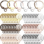 60pcs French Round Earring Hooks Leverback, 30 Pairs, 6 Colors, Simple Design, Polished Finish, Nickel &, Suitable for Jewelry Making & Crafting